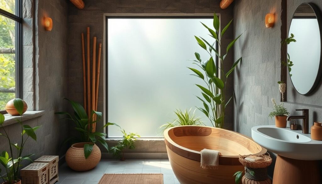 natural elements in bathroom